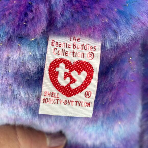 Ty Beanie Buddies Clubby IV Bear Purple Blue Tie Dye 2001 Vintage 14 Inch - Picture 11 of 12